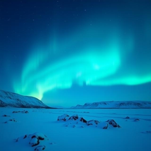 Nordlichter erleuchten isländische Landschaft